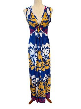 Olian Women Maxi Maternity Dress~Size L~Royal Blue Vacay Resort Outfit NWT L5 11
